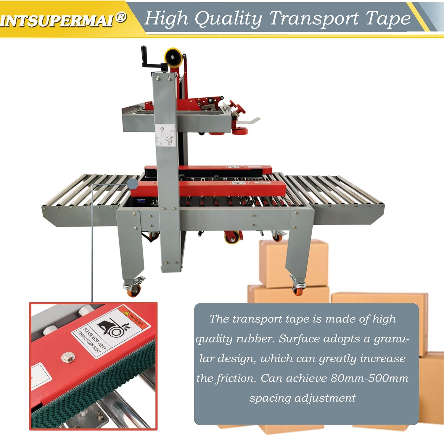 INTSUPERMAI Auto Carton Sealer Machine Case Sealer Box Sealing Carton Tape Sealing Packaging Machine Left To Right Side Drive 110V