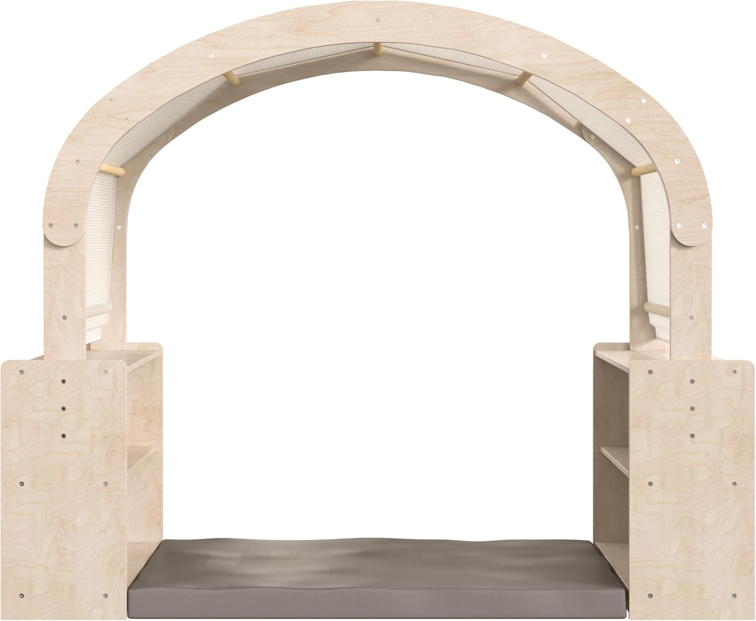 Classroom Essentials Commercial Grade Wooden Quiet Corner Reading Nook with Two Storage Shelf Units and Canopy-Green Guard Certified Wood