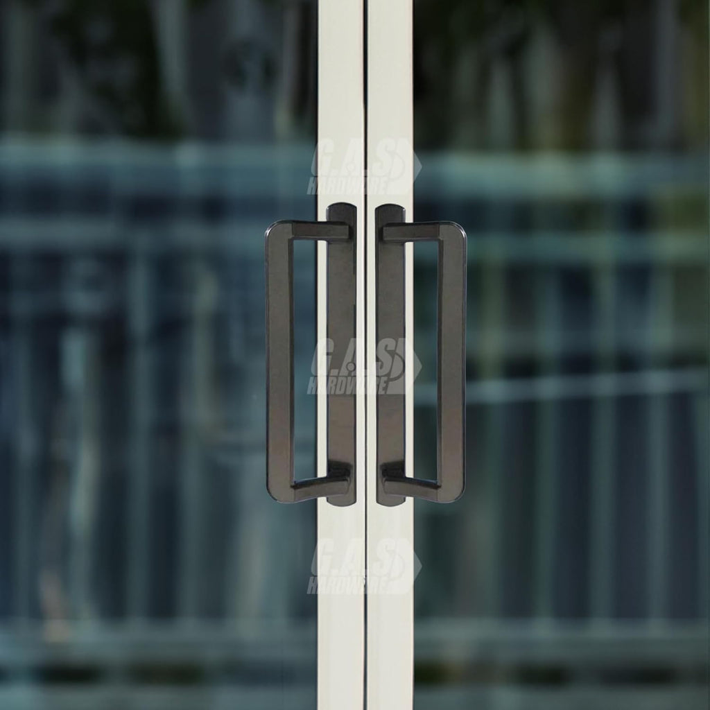 Alcan PGT 10' Sliding Glass Patio Door Handle Set w/Thumb Latch Lever, Screws Interior + Exterior Replacement w/ 3-7/8' Hole Spacing | Fix Repair PGT Door Hardware - Black