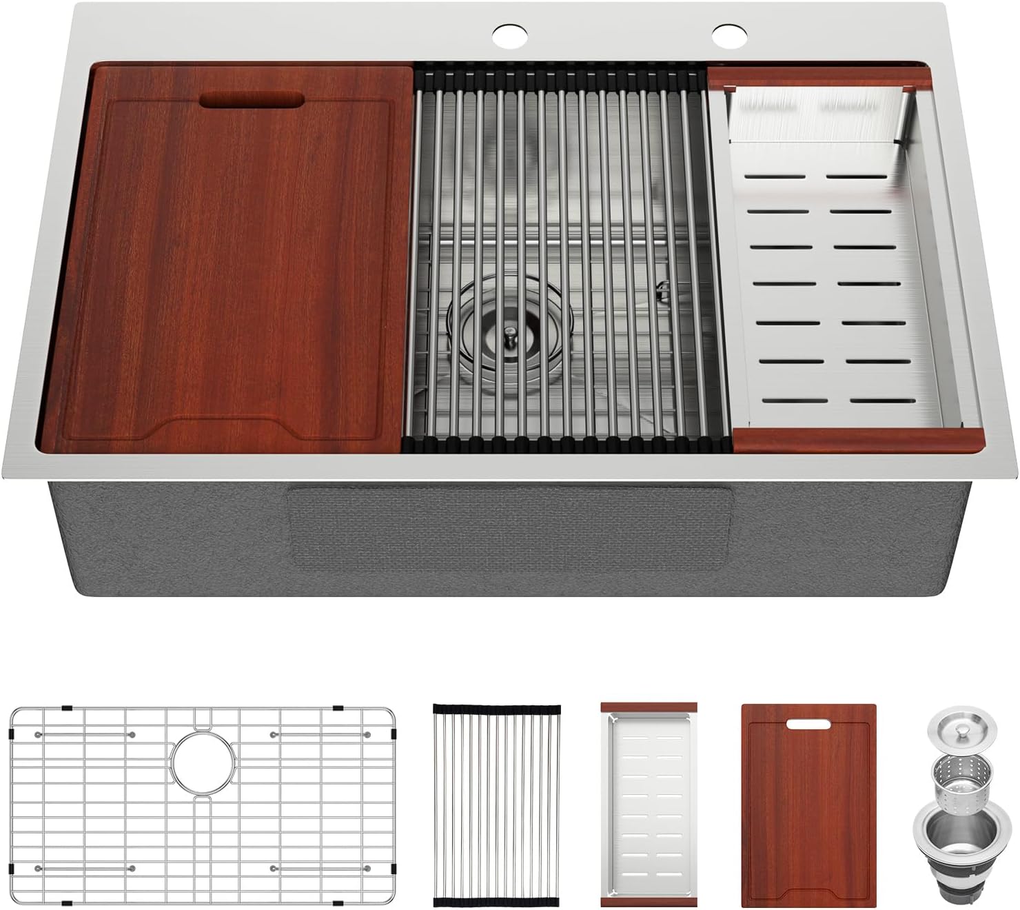 Drop In Kitchen Sink 30 Inch Kitchen Sink Large 304 Stainless Steel Above Counter Workstation Drop Sink Topmount 30x22x10 Single Bowl Kitchen Sinks