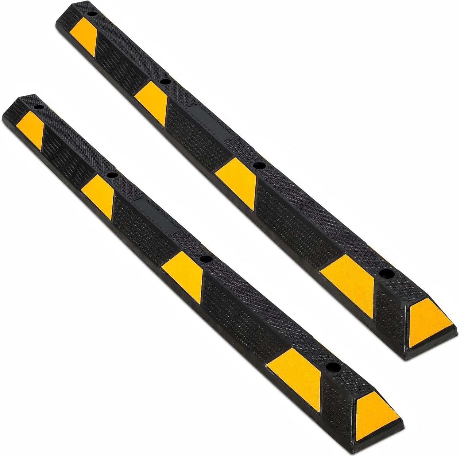 Parking Stopper for Garage Heavy Duty Rubber Parking Curb Stops 72' Garage Parking Stops Premium Quality Garage Wheel Stop Professional Grade w/Yellow Reflective Tape for Car Bolts Included 2-Pack