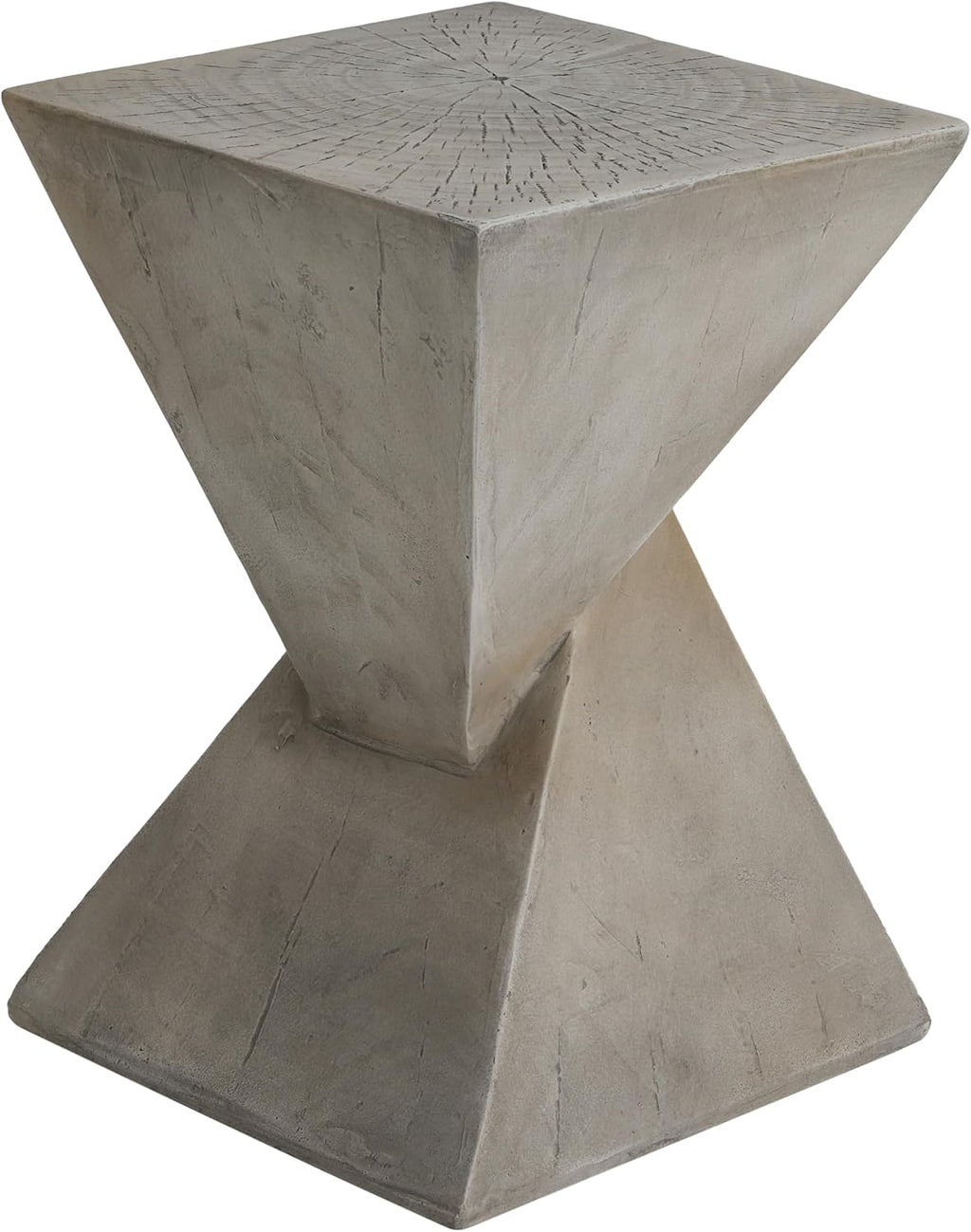 Christopher Knight Home Novi Outdoor Side Table, Geometric-Shaped Accent Side End Table, Garden Stool for Patio Balcony Beach Pool, Lightweight Concrete, Wood-Like Texture, Light Gray
