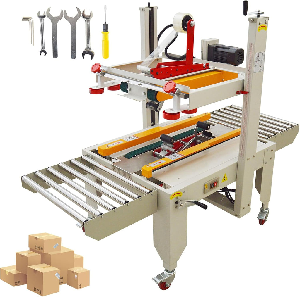 INTSUPERMAI Tape Sealer Machine Carton Sealing Packaging MachineContinuous Auto Paper Box Case Packing Sealer Left to Right Side Drive 110V