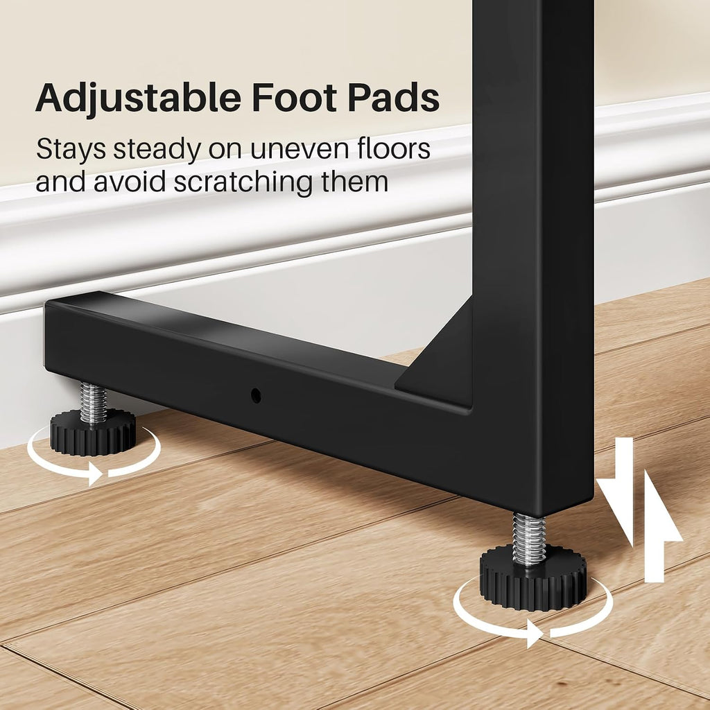 Kitstorack 2-Pack Black Console Table, 7.9' Deep Panel, Adjustable Height (25'-33') & with 2 Power Outlets, Behind Sofa Couch Table, Use Together or Separately - 78.8' Total Long
