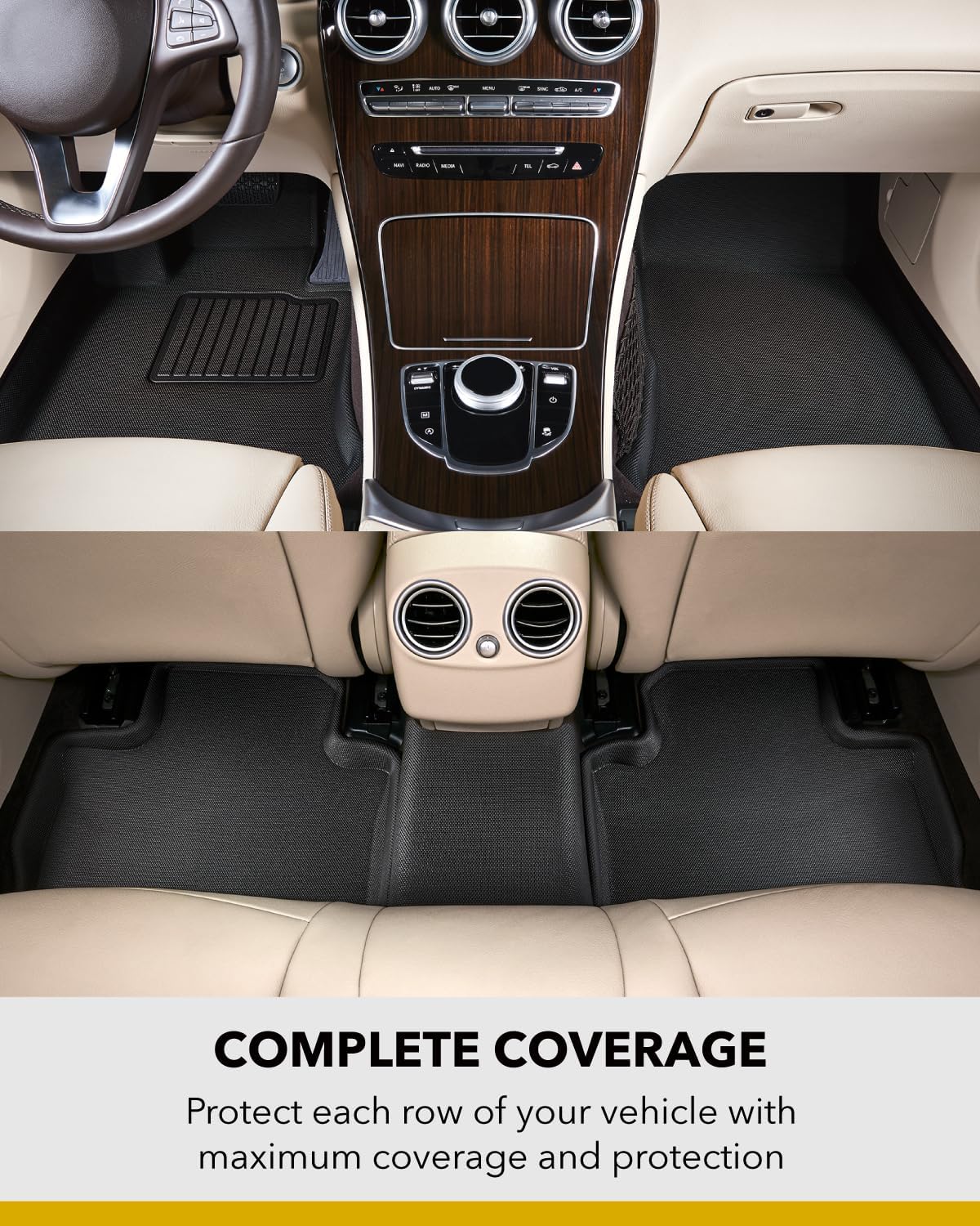 3D MAXpider Custom Fit Kagu Floor Mat (Black) Compatible with Dodge Durango / Jeep Grand Cherokee 2013-2026 (2 Posts on Front Passenger's Floor) - Front Row