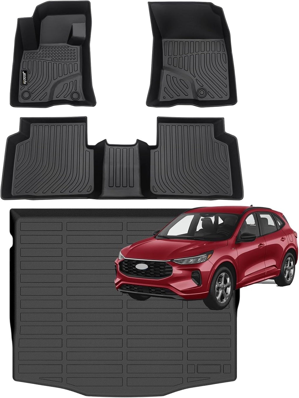 Jenofa-Car Floor Mats & Cargo Liner for 2020-2026 Ford Escape Gas (NO Hybrid) All Weather Floor Mats Set Full Set Floor Liners Custom for Escape 2025 Accessories