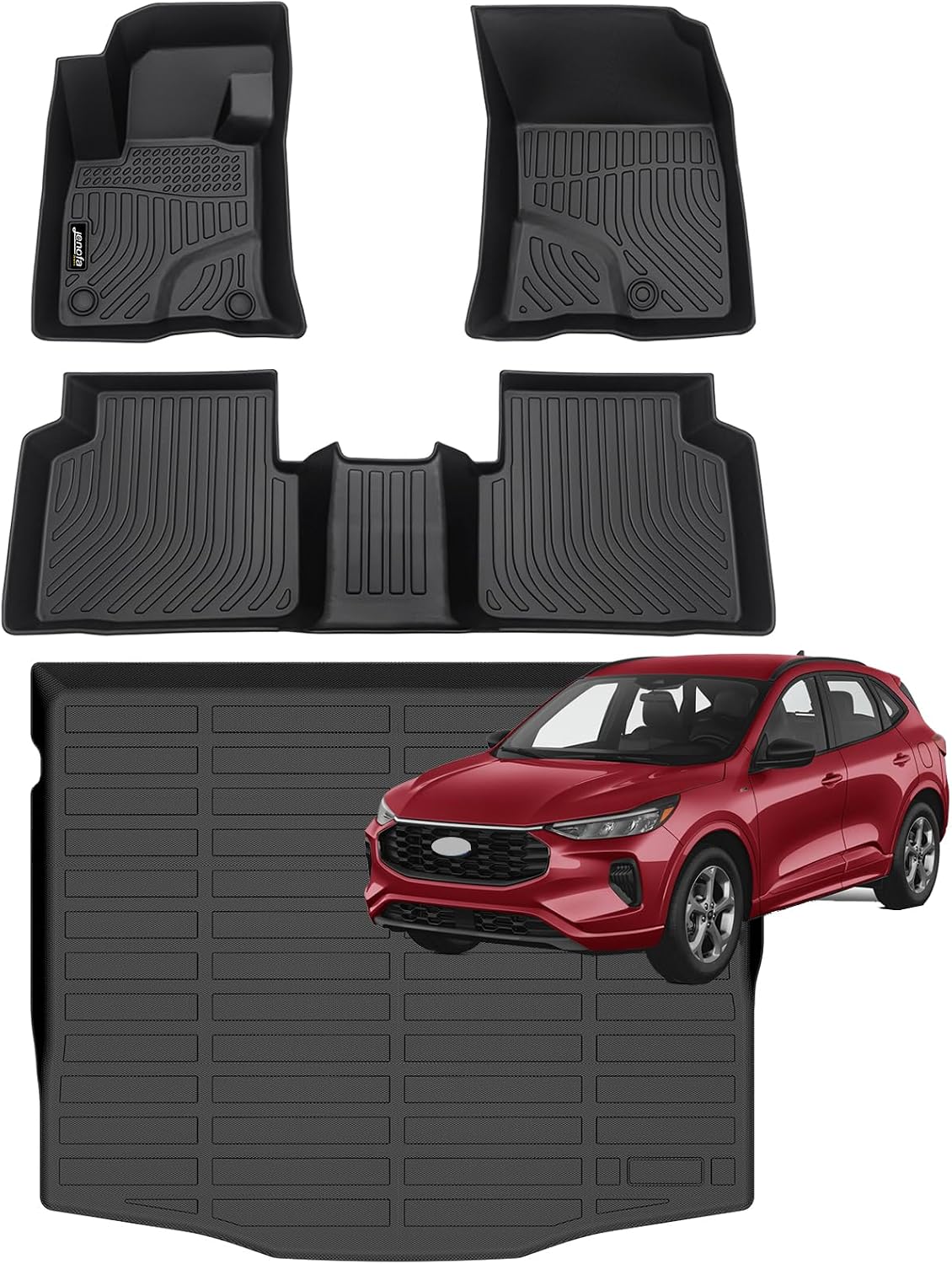 Jenofa-Car Floor Mats & Cargo Liner for 2020-2026 Ford Escape Gas (NO Hybrid) All Weather Floor Mats Set Full Set Floor Liners Custom for Escape 2025 Accessories