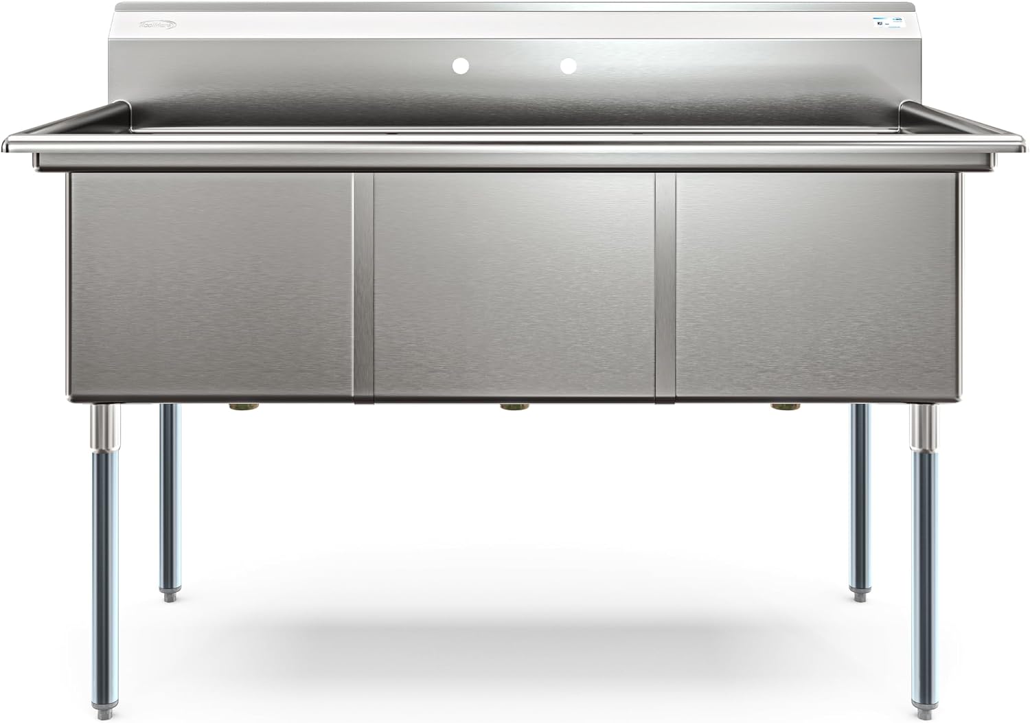 KoolMore 60 in. Three Compartment Commercial Sink, Bowl Size 18x24x14 in 18-Gauge Stainless-Steel, NSF Listed (KM-SC182414-N3)