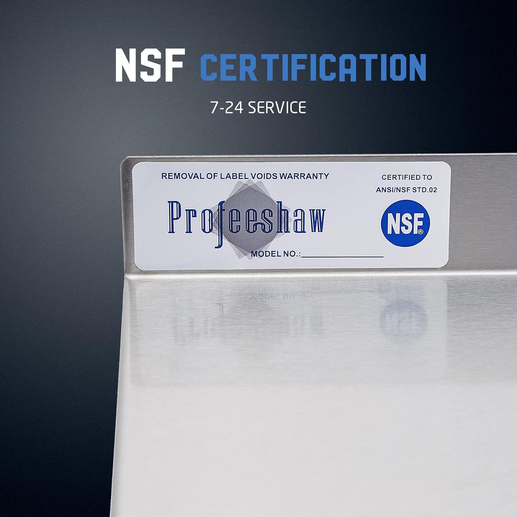 Profeeshaw NSF Stainless Steel Shelf 18' x 72', 500 lb Commercial Shelves Wall Mounted Metal Shelving with Backsplash and 2 Brackets for Restaurant, Bar, Utility Room, Kitchen and Garage