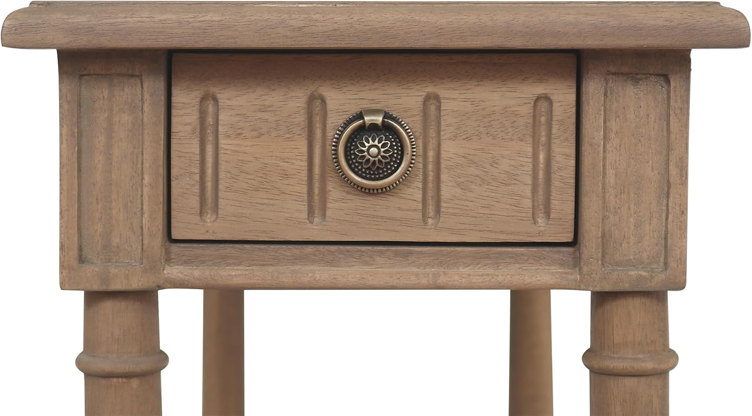 East at Main Narrow End Table with Drawer & Shelf, Solid Wood Slim Side Table for Small Spaces, Farmhouse End Table for Living Room, Bedroom or Entryway, Rustic Brown Finish