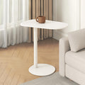 Metal C Shaped Side Table, Modern C Shaped End Table for Sofa/Bed, Small Iron Couch Tables that Slide Under, Slim Coffee Snack Tv Trays for Bedroom Living Room Bathroom (27.6' H, White)
