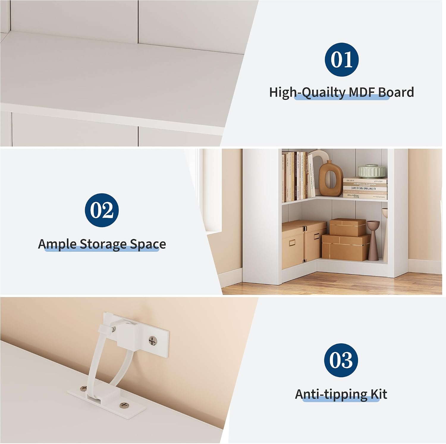 GarveeHome Corner Bookshelf, 71.8 in White Corner Bookcase, L-Shaped Bookshelf Large Bookcase, 5 Tier Display Shelf Heavy Duty Bookcases, Bookshelves with Storage