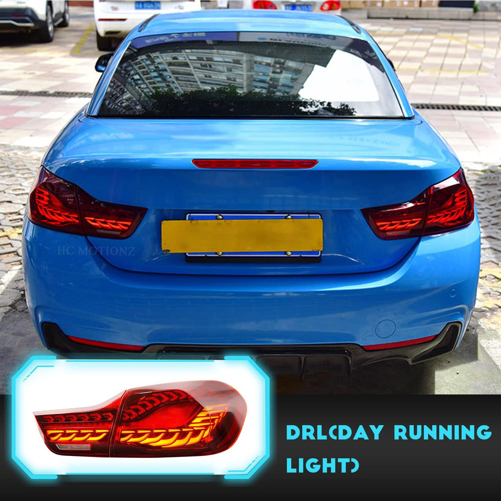 HCmotion LED Tail Lights Assembly For BMW 4 Series M4 F32 F33 F82 F36 F82 F83 Sedan/Convertible/Coupe 2014-2020,LED Rear Lamps With Start-up Animation & Sequential Indicator (Red)