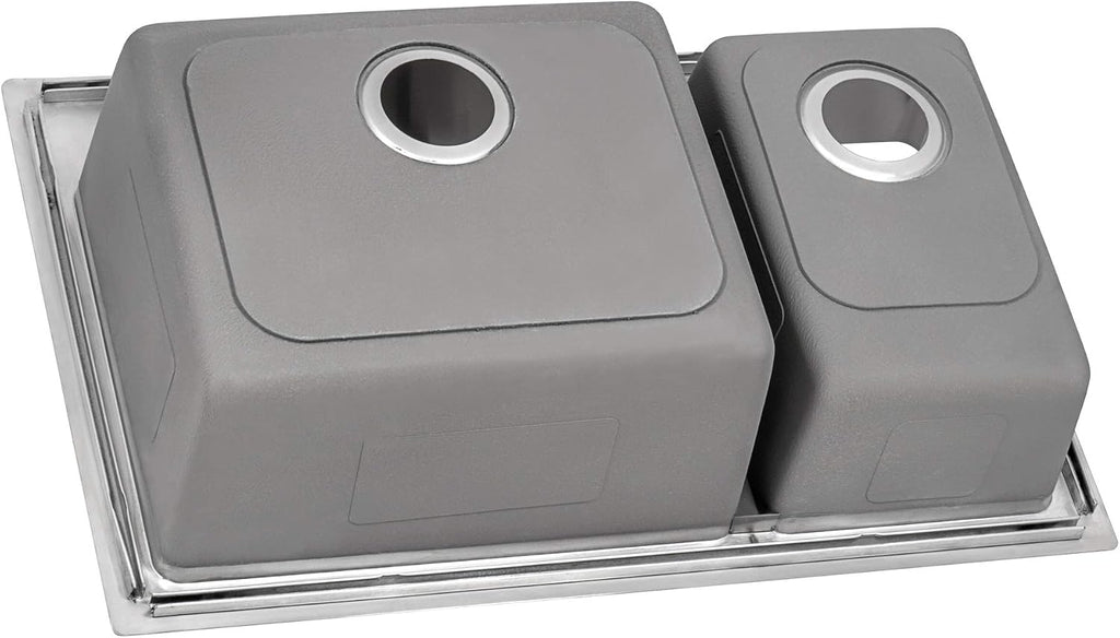 Ruvati 33 x 22 inch Drop-in Topmount Kitchen Sink - 16 Gauge Stainless Steel 30/70 Double Bowl Kitchen Sink with Brushed Finish hides scratches, Easy-to-Clean Drop-in kitchen Sink - RVM5176
