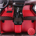 Car Floor Mats for Dodge Challenger 2020-2022,Leather Luxury Floor Liner All Weather Protection Carpet. (Full Set/Red-Cream Color)