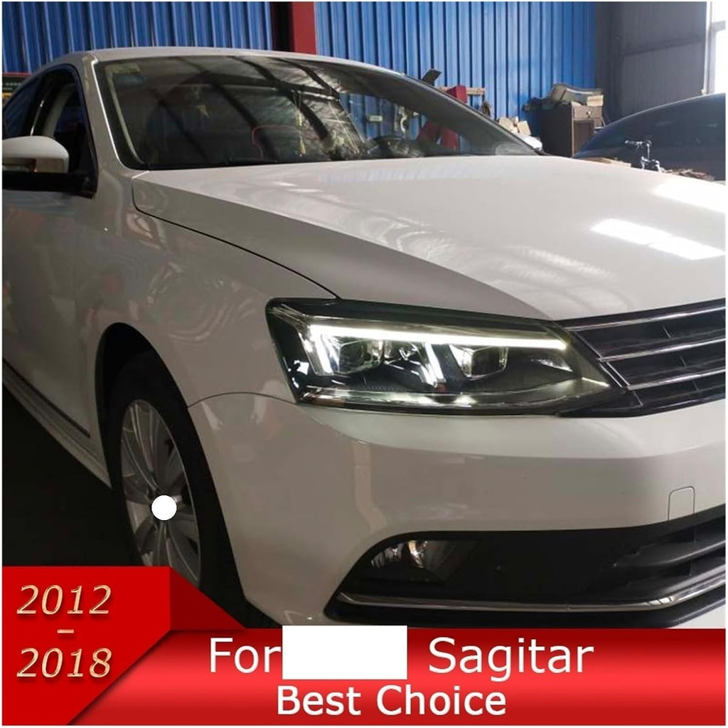 Car Lights Compatible With Jetta Sagitar 2012-2018 LED Auto Headlight Assembly Upgrade R8 Style Design Bifocal Lens Tool Accessories