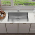 Sinber HU3219S-S 32' x 19' x 10' Undermount Single Bowl Kitchen Sink with 18 Gauge 304 Stainless Steel Satin Finish HU3219S-S (Sink Only)