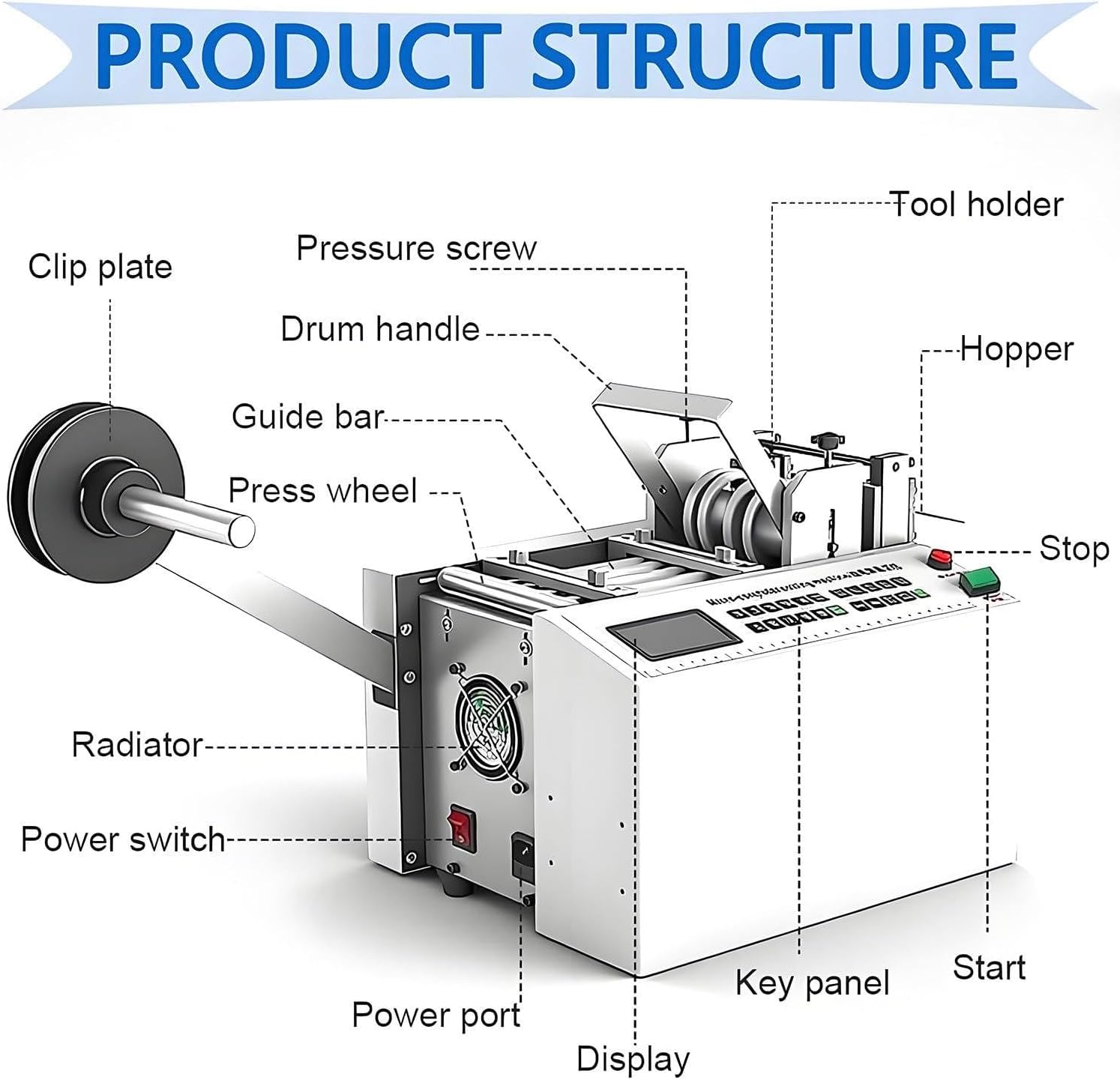 300W Fully Automatic Heat-Shrink Tube Cutting Machine, Precision 0.1MM Electric Cable Cutter, Ideal for Rubber & Plastic Tubes, Micro Control Technology