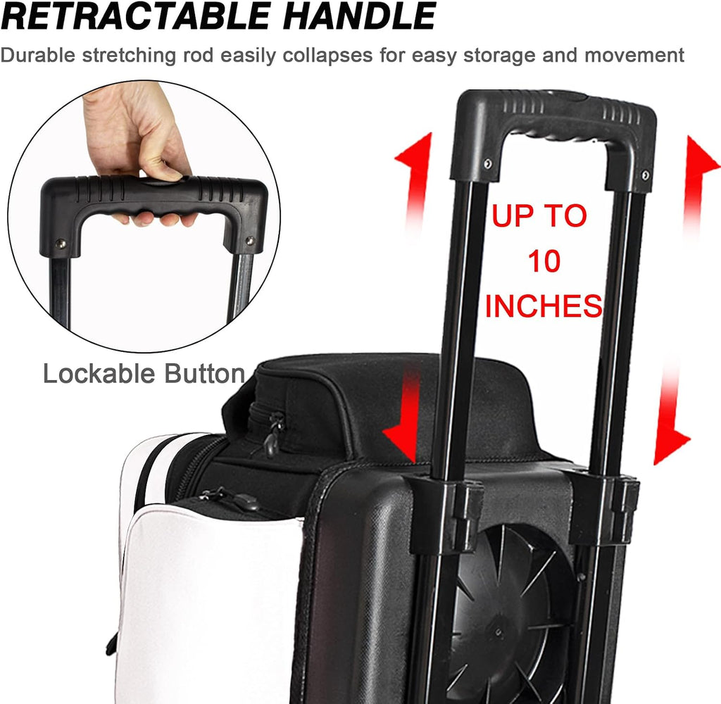 DAFISKY 3 Ball Bowling Bags with Wheels, Roller Bowling Bag with Multiple Pockets Retractable Handle Extends to 38''