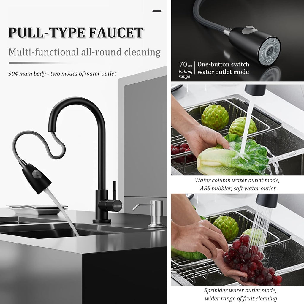 Kitchen Sinks, Kitchen Sink Multi-Function Bar Prepare Sink with Faucet Cup Washer Single Bowl Sink Single Bowl Kitchen Sink (68 * 45Cm
