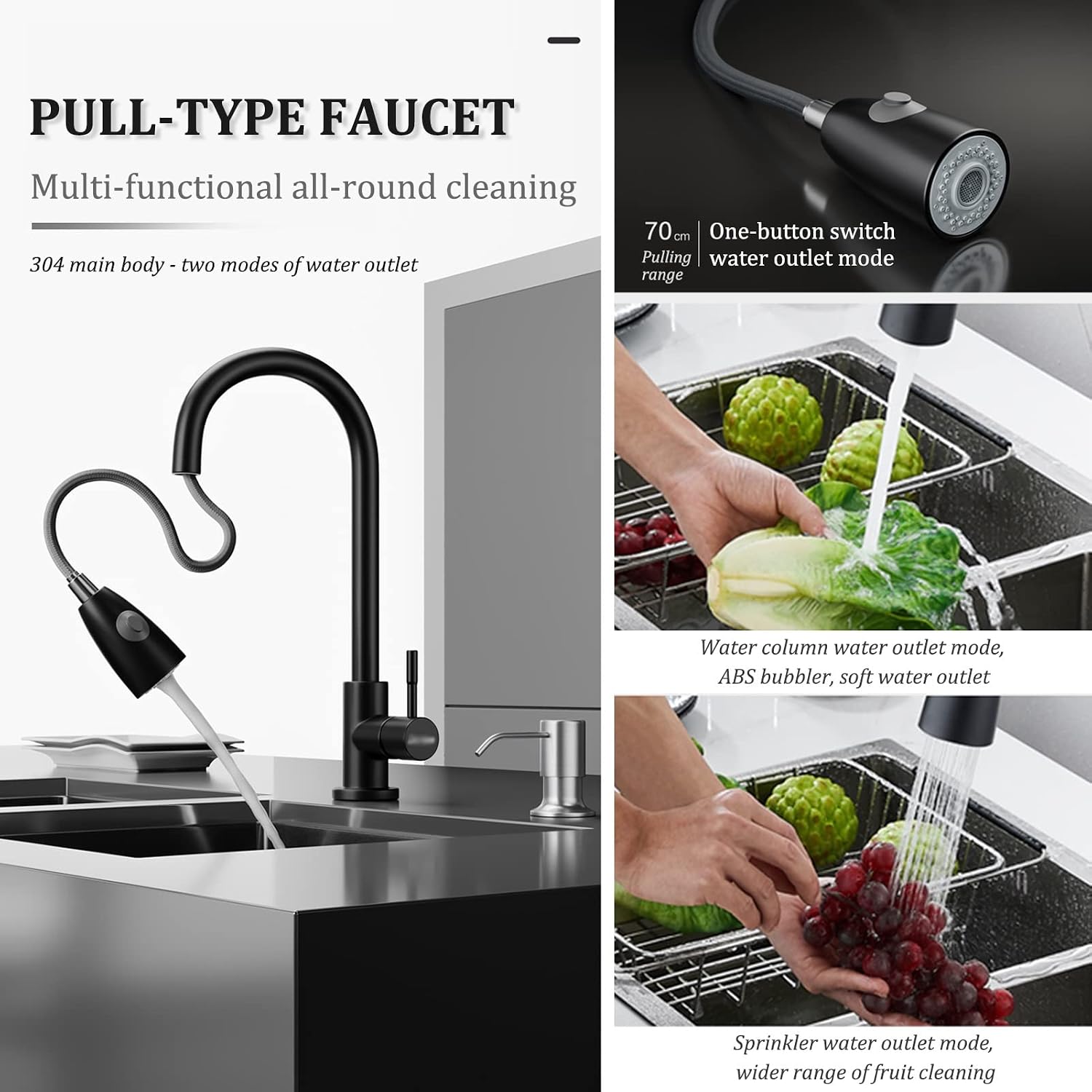 Kitchen Sinks, Kitchen Sink Multi-Function Bar Prepare Sink with Faucet Cup Washer Single Bowl Sink Single Bowl Kitchen Sink (68 * 45Cm