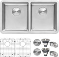 Ruvati 31- inch Undermount Kitchen Sink – 50/50 Double Bowl Kitchen Sink, 16 Gauge T-304 Stainless Steel Sinks, Undermount Sinks with Brushed Finish hides scratches – RVM5099