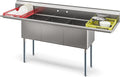 KoolMore 90 in. Three Compartment 18-Gauge Stainless-Steel NSF Commercial Kitchen Sink, Bowl Size 18x18x14, with Three Basins and Pre-Drilled Faucet Holes and Two Drainboards (KM-SC181814-18B3)