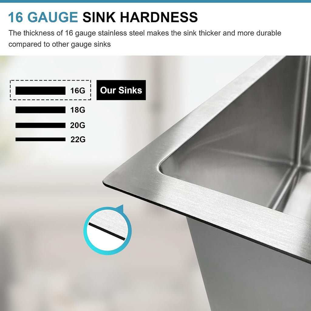 32 Inch Undermount Handmade Double Bowl Kitchen Sink, 16 Gauge 304 Stainless Steel 50/50 Spacious Deep Kitchen Sinks, Accessories Combo Included, 32' x 19' x 10'
