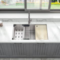 Sinber KSS0001S-OK 32' x 19' x 10' Undermount Single Bowl Workstation Kitchen Sink with 16 Gauge 304 Stainless Steel Satin Finish 6 Accessories