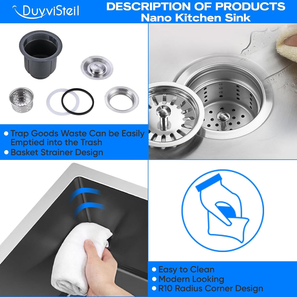 32' x 18' Drop-in/Topmount Double Bowl Kitchen Sink, Nano-Coated 304 Stainless Steel Kitchen Sink with Drain and Overflow