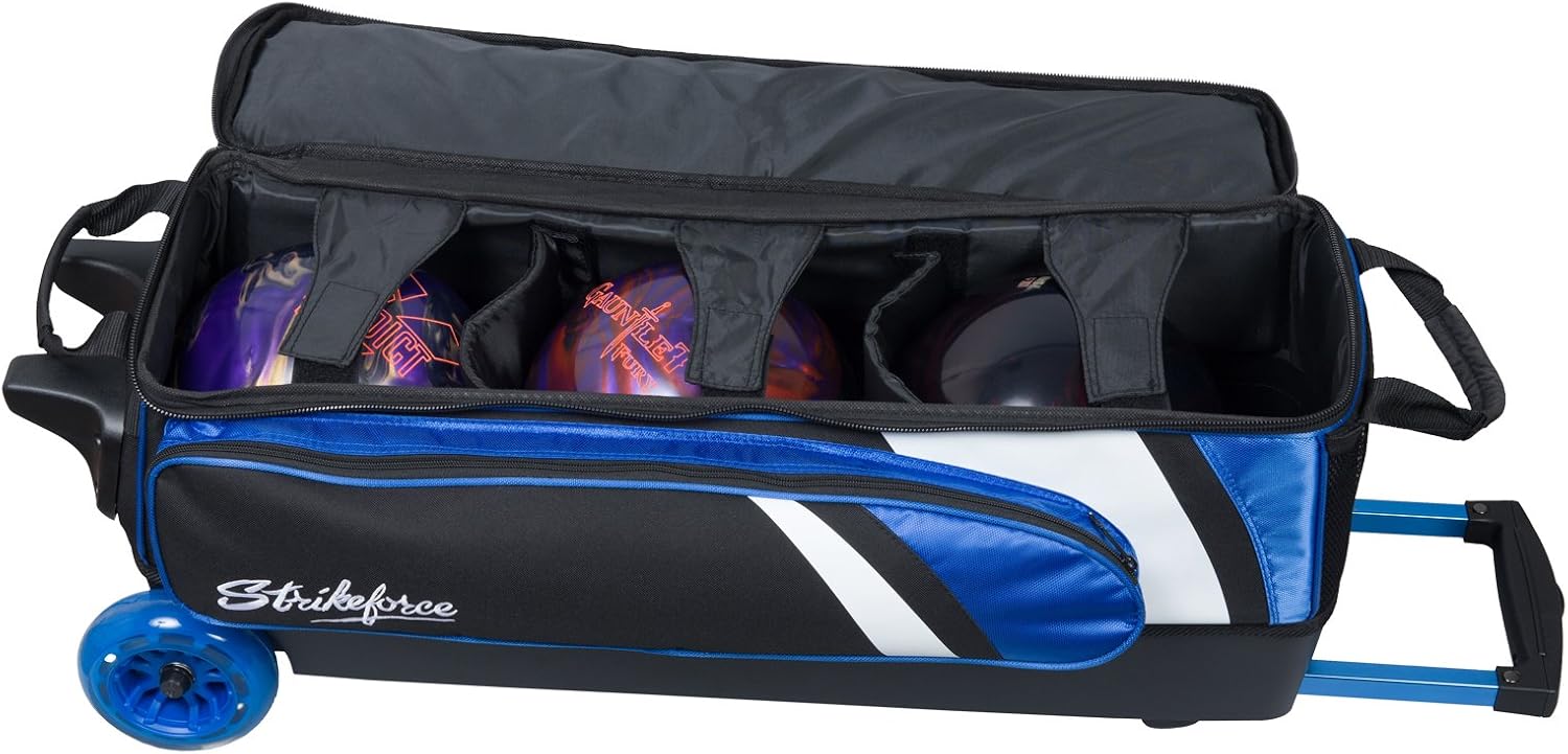 KR Strikeforce Cruiser Triple Roller Bowling Bag with Room for Accessories - Balls - Shoes