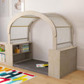 Classroom Essentials Commercial Grade Wooden Quiet Corner Reading Nook with Two Storage Shelf Units and Canopy-Green Guard Certified Wood