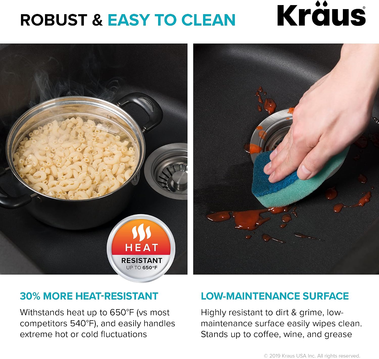 KRAUS Forteza 33-inch Drop In/Undermount 60/40 Double Bowl Granite Kitchen Sink in Grey, KGD-50GREY