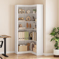 GarveeHome Corner Bookshelf, 71.8 in White Corner Bookcase, L-Shaped Bookshelf Large Bookcase, 5 Tier Display Shelf Heavy Duty Bookcases, Bookshelves with Storage