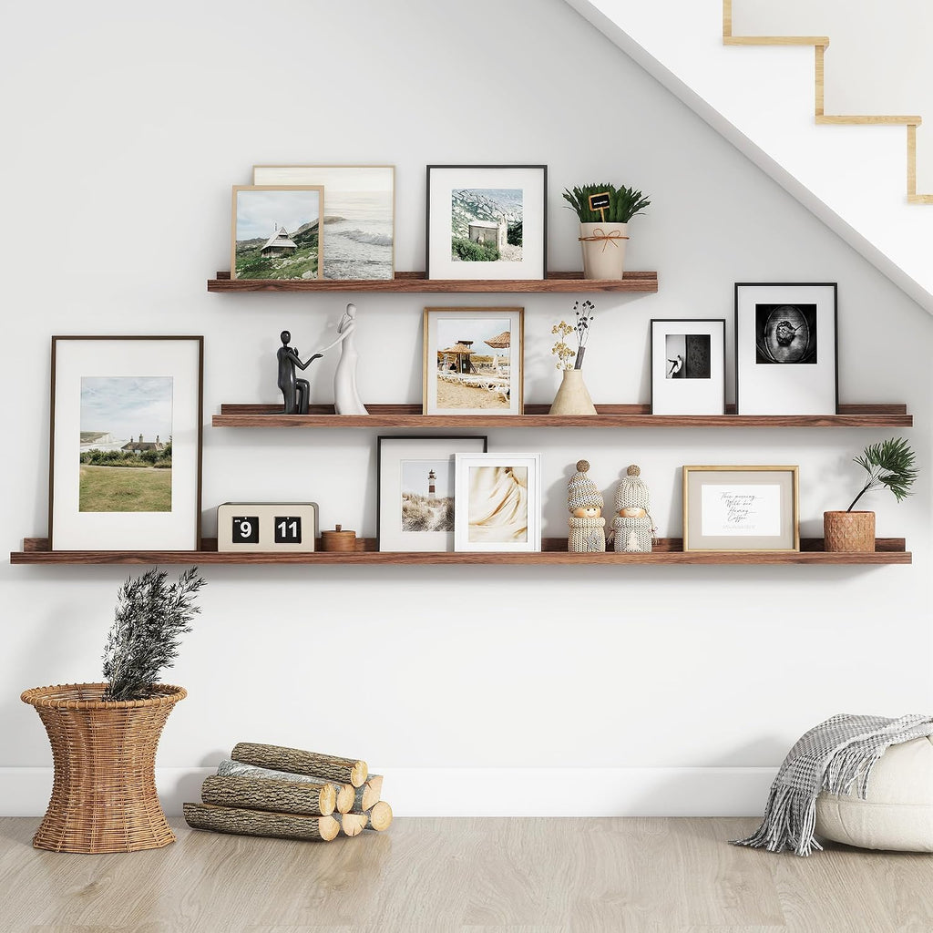 FLYJOE Floating Picture Ledge Shelves for Wall Set of 4, 72 Inch Wall Shelves with Lip Long Large Nursery Book Shelf for Toys Storage Kids Bookshelf Wall Mounted Living Room Bedroom Decor Frames