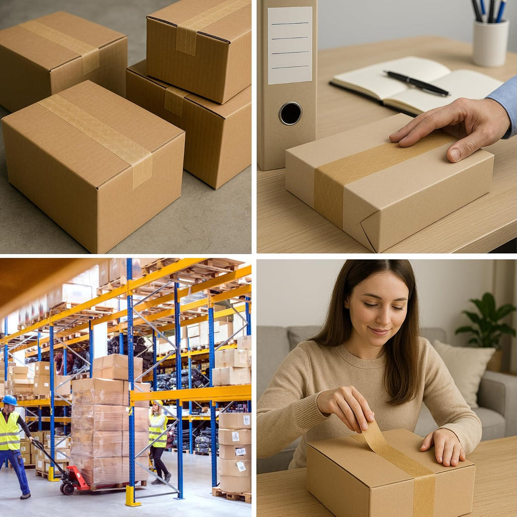 3'' x 492 Feet (150M) Reinforced Water Activated Gummed Kraft Paper Tape, for Heavy Duty Secure Packing Shipping, Tamper Evident Gummed Tape, Brown - 10 Rolls