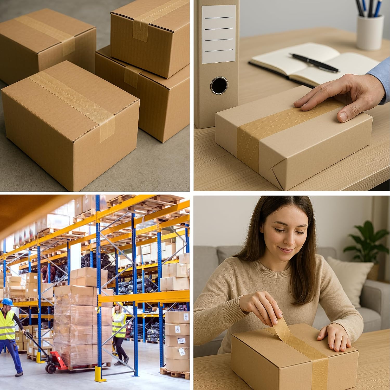3'' x 492 Feet (150M) Reinforced Water Activated Gummed Kraft Paper Tape, for Heavy Duty Secure Packing Shipping, Tamper Evident Gummed Tape, Brown - 10 Rolls