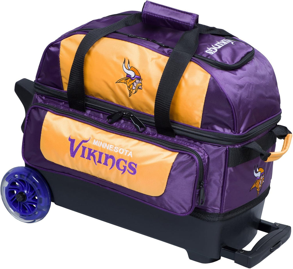 Strikeforce Bowling NFL Two Ball Bowling Roller Bag with Ball, Shoe and Accessory Pockets
