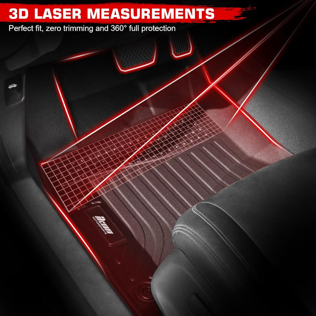 IKON MOTORSPORTS 3D TPE Floor Mats, Compatible with 2024-2025 Porsche Panamera 4, All Weather Waterproof Non-Slip Floor Liners, Front & 2nd Row Full Set Car Interior Accessories, Black 4PCS
