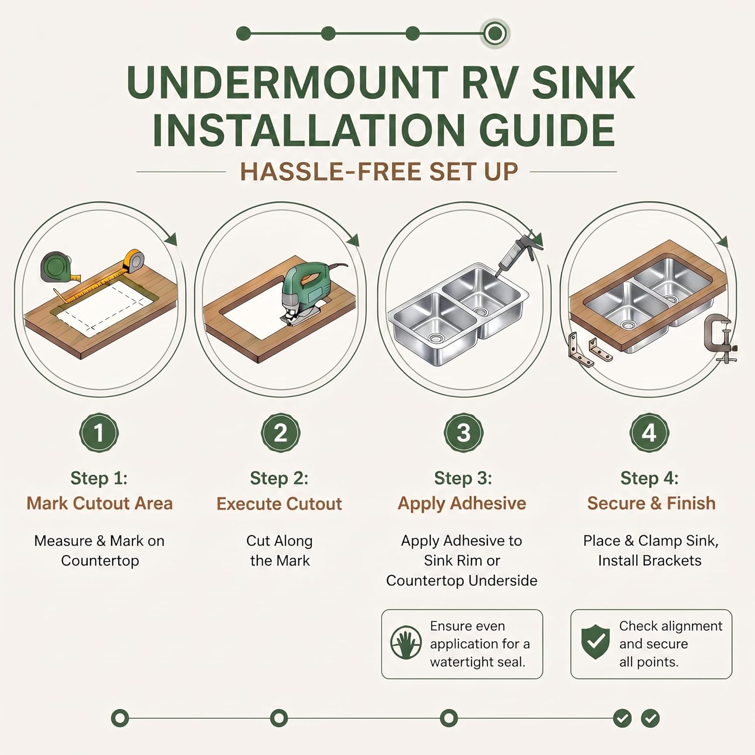 Rhbamoa 27 Inch RV Kitchen Sink,T304 Stainless Steel Kitchen Sinks for RV,50/50 Undermount Double Sink,Outdoor Sinks with Brushed Finish (27'' X 16'' X 7'')