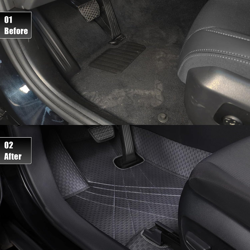 EKR Custom Floor Mats for Hyundai Tucson 2022-2026, Front & 2nd Row Luxury Car Floor Mat Fit Tucson 2022 2023 2024 2025 2026 - Leatherette Floor Liners(Black)