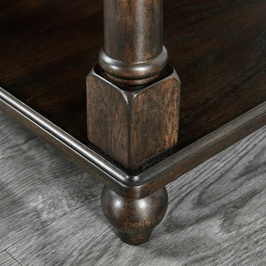 Narrow End Table with Drawer and Open Storage Shelf, Solid Wood Sofa Side Table for Living Room, Beside Table,Telephone Table for Small Spaces, No-Tools Assembly Vintage Black BBJ004BK