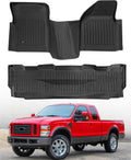 Floor Mats for Ford F250/F350/F450/F550: Crew Cab 2008 2009 2010 Bench Seat (NOT fit Trucks with Front Center Console) All Weather TPE Car Accessories Automotive for Ford Pickup Truck, 3PCS Liners