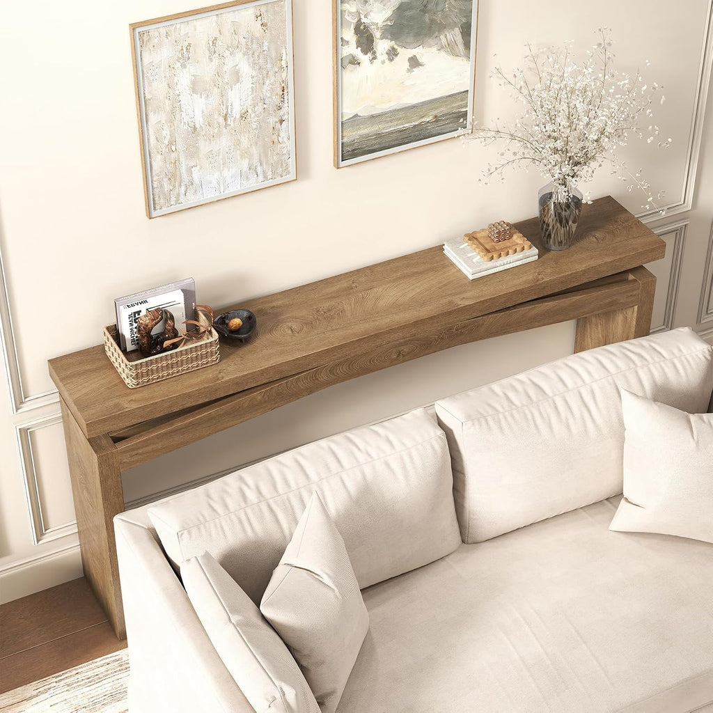 Epecoya Console Tables for Entryway 63-Inch, Wooden Sofa Tables Narrow Long Behind Couch Farmhouse, Modern Entryway Tables Rectangular for Entrance, Home, Living Room, Natural Brown