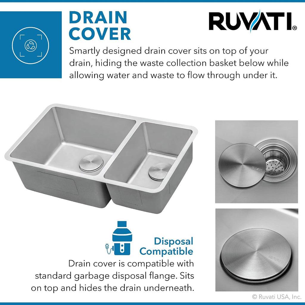 Ruvati 32-inch Undermount Kitchen Sink - 70/30 Double Bowl Kitchen Sink - 16 Gauge Stainless Steel Sinks with Brushed Finish hides scratches, Easy-to-Clean Undermount Sinks - RVM5300