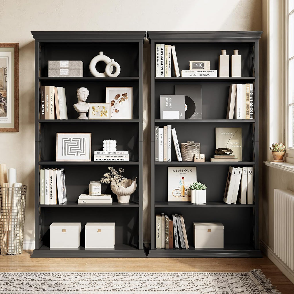 Little Tree 6-Tier Bookcase, 71 Inches Industrial Bookshelves, Floor Standing Display Storage Shelves Tall Bookcase for Home Office, Living Room, Bed Room
