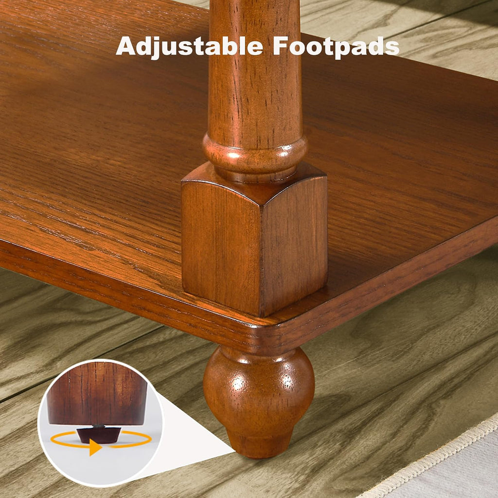 Narrow End Table with Drawer and Shelf, Solid Wood Sofa Side Table 2-Tier Skinny Table with Storage Slim Bedside Table for Small Spaces Living Room-Cherry Brown BBJ-004-DR