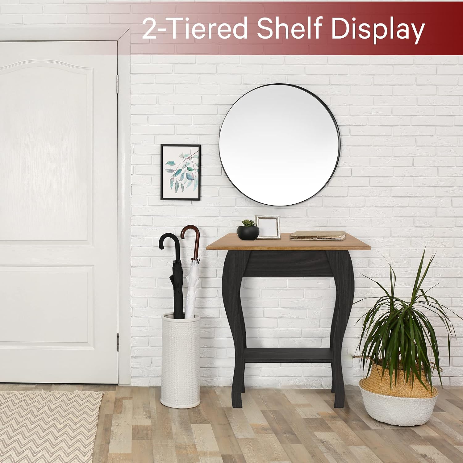 Peaceful Classics Wooden End Table- Amish Handmade Slim Side Table for Living Room, Bedroom, Entry Way, & Hallway, Thin Narrow End Table with 2-Tiered Shelves for Display & Storage, Mocha