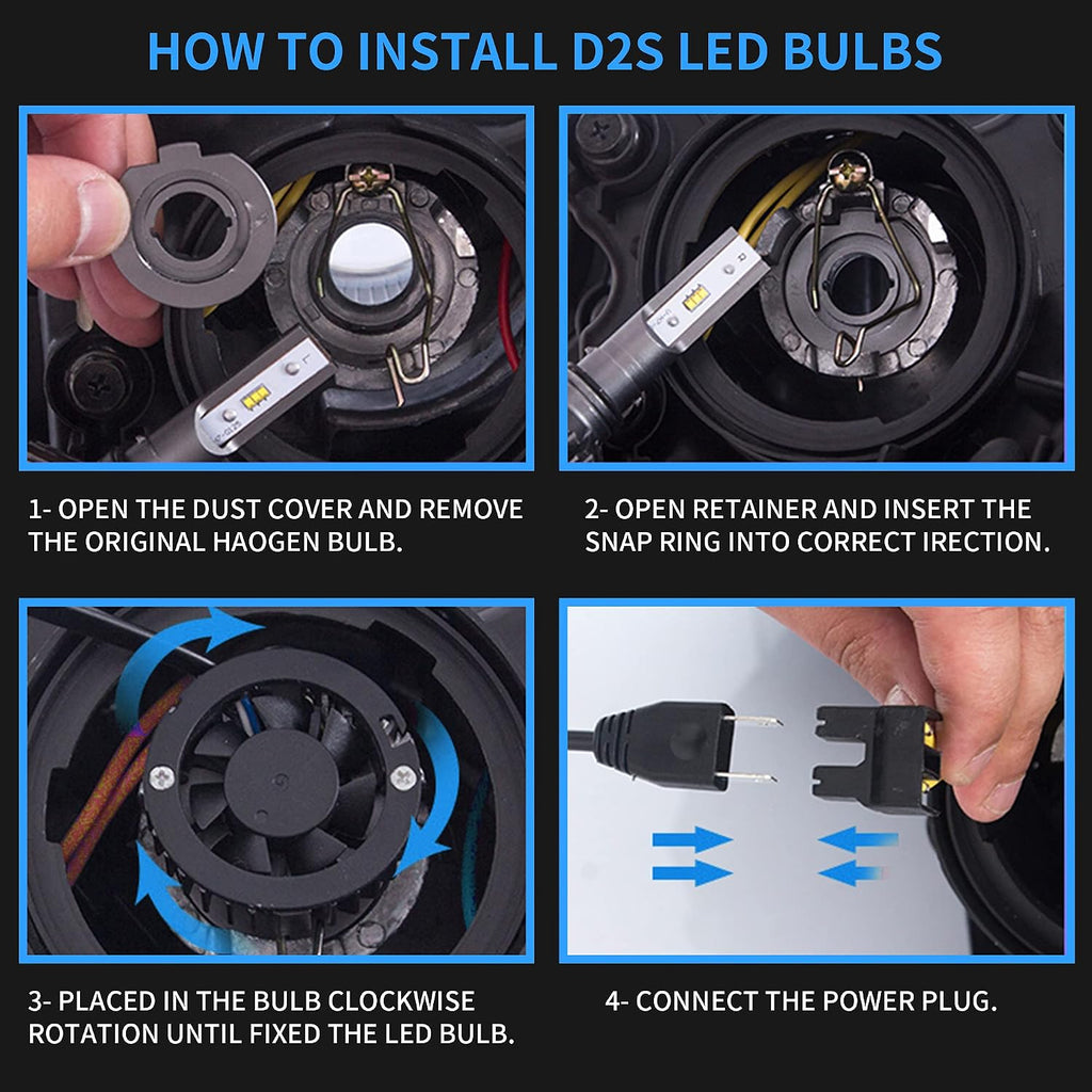 VLAND Projector Headlights + Led Bulbs Compatible with EVO X &Lancer 2008-2023 w/Sequential Indicator w/Smoke Lens Passenger+ Driver Sides+Bulbs(Smoke Lens+Led Bulbs)