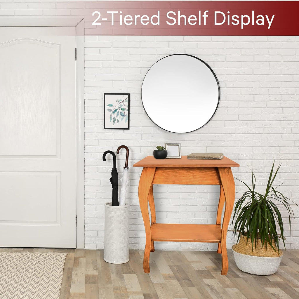 Peaceful Classics Wooden End Table- Amish Handmade Slim Side Table for Living Room, Bedroom, Entry Way, & Hallway, Thin Narrow End Table with 2-Tiered Shelves for Display & Storage, Cherry